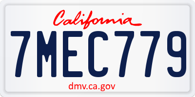 CA license plate 7MEC779
