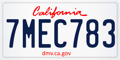 CA license plate 7MEC783