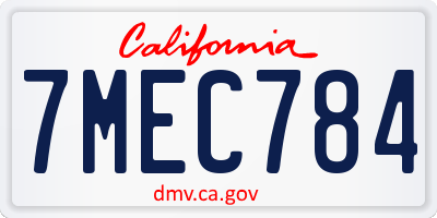 CA license plate 7MEC784