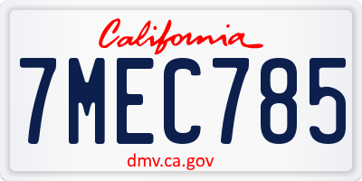 CA license plate 7MEC785