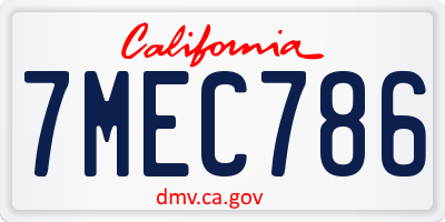 CA license plate 7MEC786