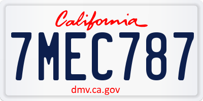 CA license plate 7MEC787