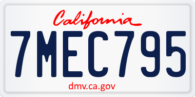 CA license plate 7MEC795