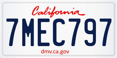 CA license plate 7MEC797