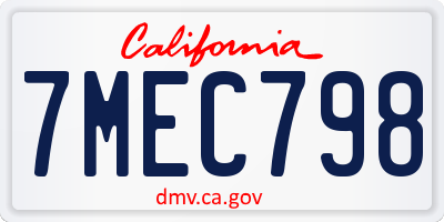 CA license plate 7MEC798