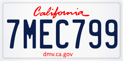 CA license plate 7MEC799