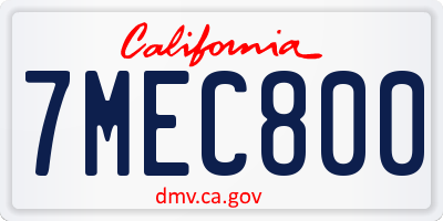 CA license plate 7MEC800