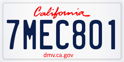 CA license plate 7MEC801