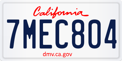 CA license plate 7MEC804