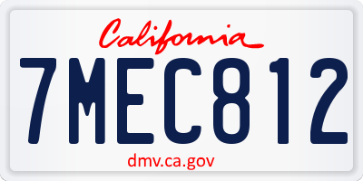 CA license plate 7MEC812
