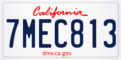 CA license plate 7MEC813