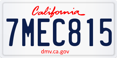 CA license plate 7MEC815