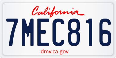 CA license plate 7MEC816