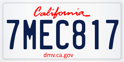 CA license plate 7MEC817