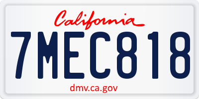 CA license plate 7MEC818