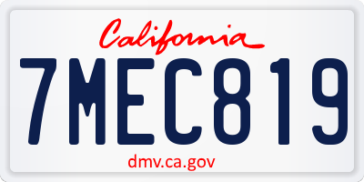 CA license plate 7MEC819