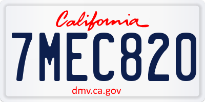 CA license plate 7MEC820