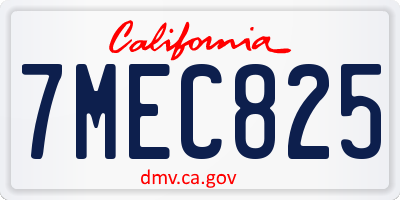 CA license plate 7MEC825