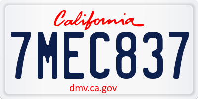 CA license plate 7MEC837