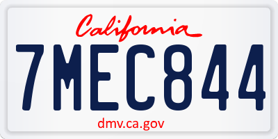 CA license plate 7MEC844