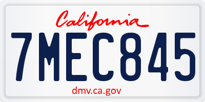 CA license plate 7MEC845