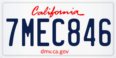 CA license plate 7MEC846