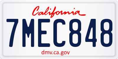 CA license plate 7MEC848
