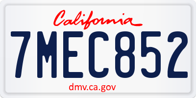 CA license plate 7MEC852