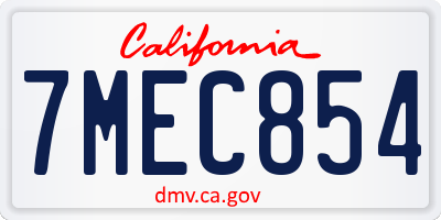 CA license plate 7MEC854