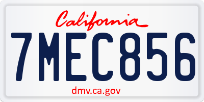 CA license plate 7MEC856