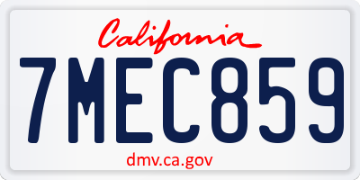 CA license plate 7MEC859