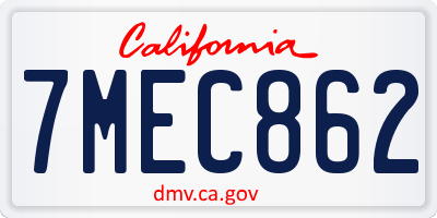 CA license plate 7MEC862