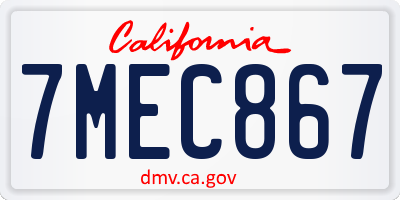 CA license plate 7MEC867