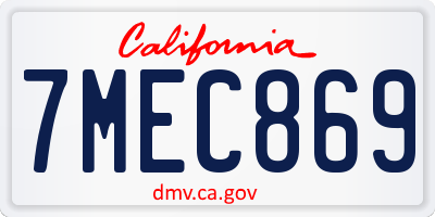 CA license plate 7MEC869