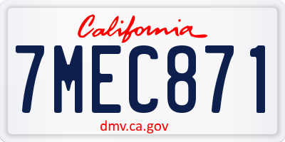 CA license plate 7MEC871
