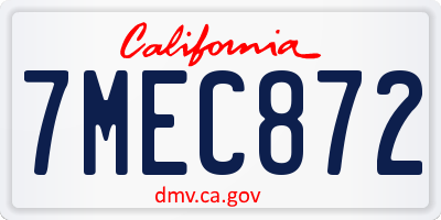 CA license plate 7MEC872