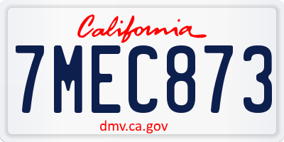 CA license plate 7MEC873