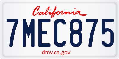 CA license plate 7MEC875