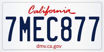 CA license plate 7MEC877