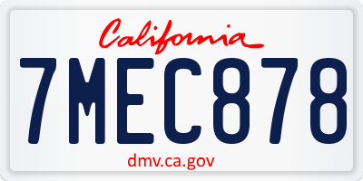 CA license plate 7MEC878