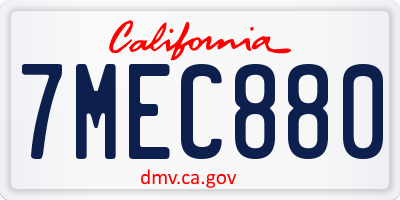 CA license plate 7MEC880