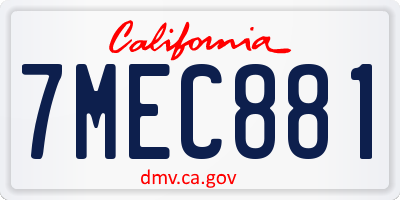 CA license plate 7MEC881