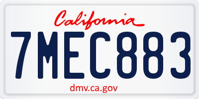 CA license plate 7MEC883