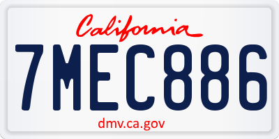 CA license plate 7MEC886