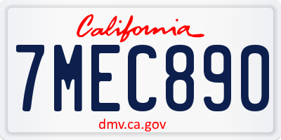 CA license plate 7MEC890