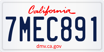 CA license plate 7MEC891