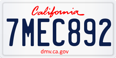 CA license plate 7MEC892