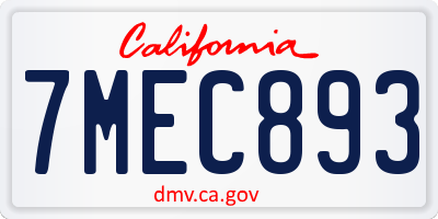 CA license plate 7MEC893