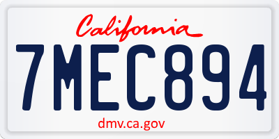 CA license plate 7MEC894