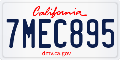 CA license plate 7MEC895